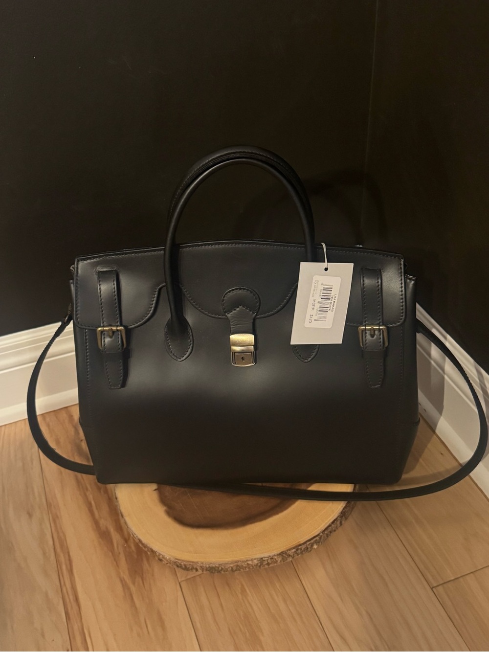 Made in Italy by Lisa Minardi Classic Black Leather Satchel Handbag